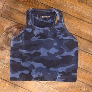 Electric & Rose Hand-Dyed Navy Camo Bella Bralette One of A Kind Sports Bra